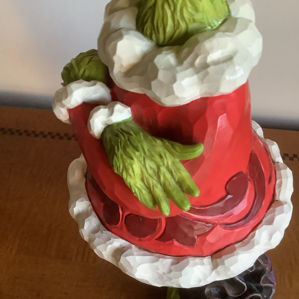 Large Jim Shore Grinch Christmas Figurine with Santa Hat - Picture 11 of 16